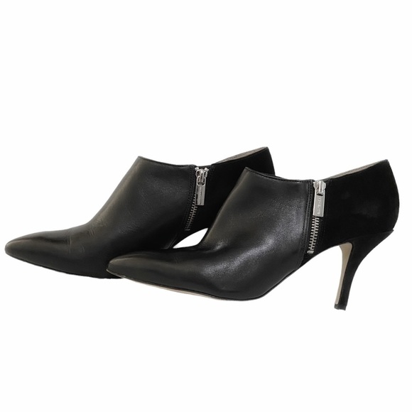 Michael MICHAEL KORS BLACK LEATHER POINTED TOE STILETTO HEELED ANKLE BOOTIES - Picture 1 of 12